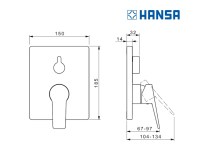 MEDIDAS MONOMANDO BAÑO-DUCHA EMPOTRADO TWIST HANSA